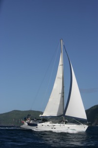 Chao Lay sailing along the coast of Grenada