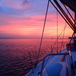 Sunset on a skippered sailing holiday in the Caribbean with Grenada Bluewater Sailing