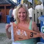 Antigua Sailing Week - Claire holds our third place flag
