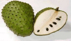 Soursop have a creamy white interior and a spiky green exterior.