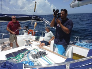 Taking sun sights on an ocean passage for Yachtmaster Ocean.