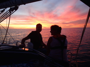 Night sailing after watching the sunset on Chao Lay