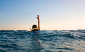 Man overboard in sea