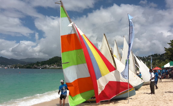 Boats line Grand Anse beach for Grenada Sailing Festival 2016