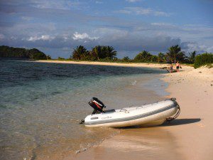 Chao Lay's tender with outboard engine.