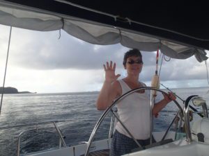 Helming the boat can stop seasickness.