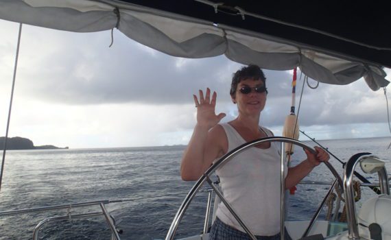 Helming the boat can stop seasickness.